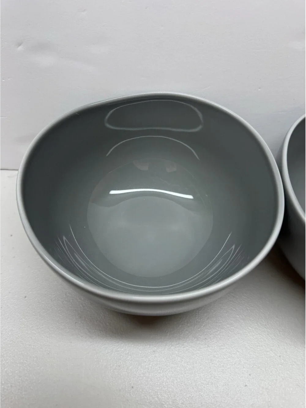 West Elm Set of Two Gray Organic Porcelain Bowls 6